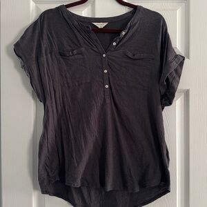 Lucky Brand grey slate Button-Up Blouse